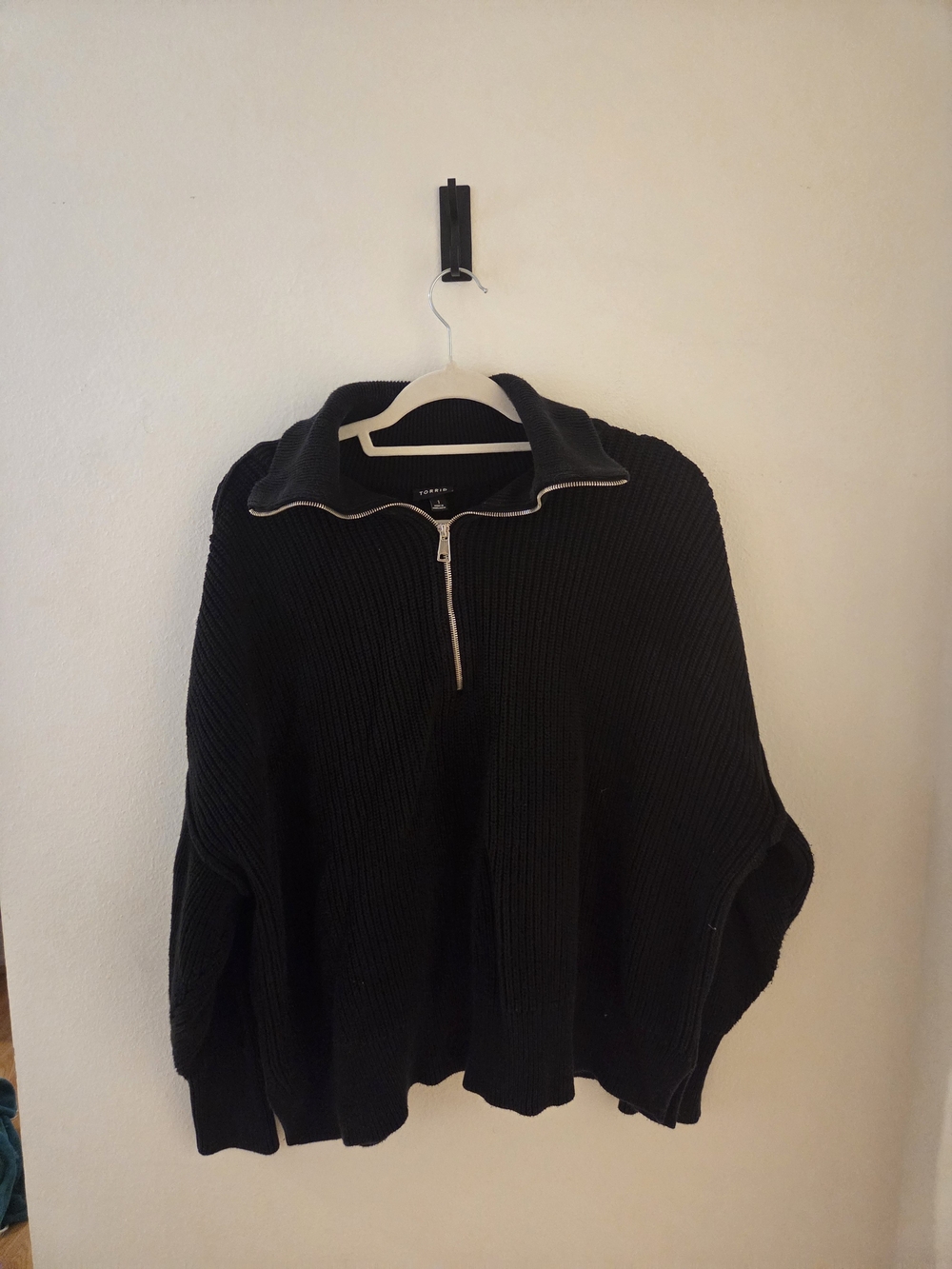 Torrid Black Half-Zip Ribbed Women’s Sweater, Size 1